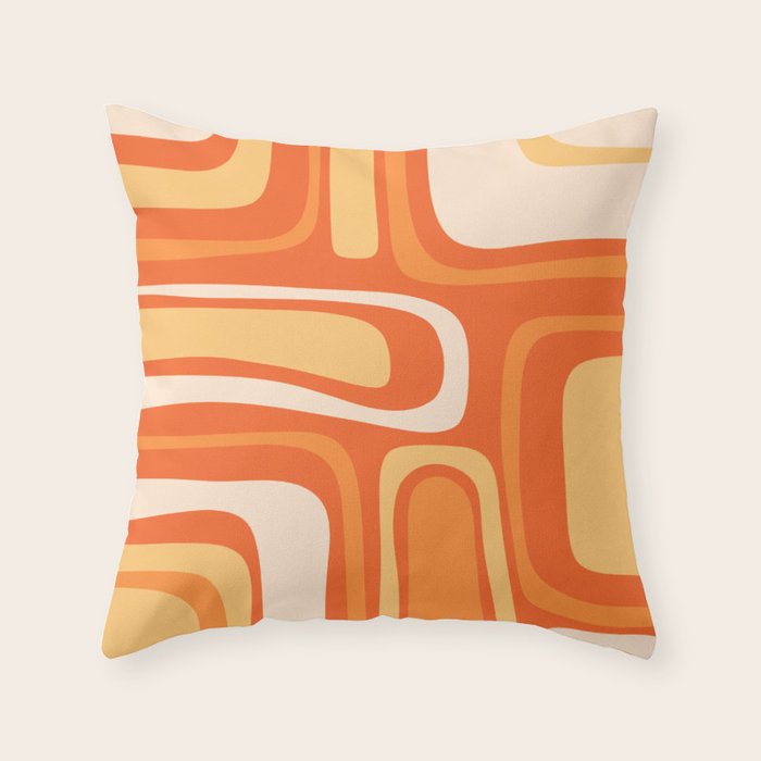 Palm Springs Mid Century Modern Abstract Pattern in Bright Orange Tangerine Tones Throw Pillow Gallery Image 1