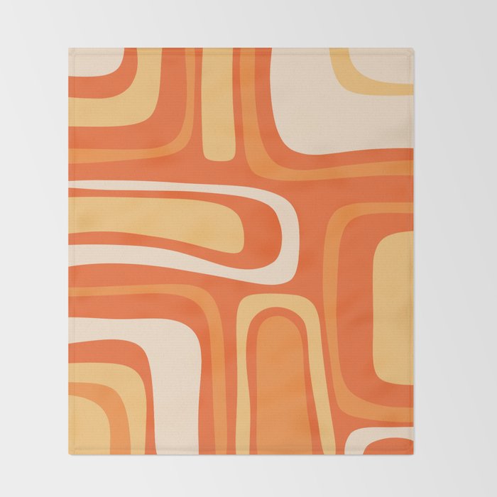 Palm Springs Mid Century Modern Abstract Pattern in Bright Orange Tangerine Tones Throw Blanket Gallery Image 2