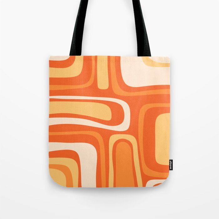 Palm Springs Mid Century Modern Abstract Pattern in Bright Orange Tangerine Tones Tote Bag Gallery Image 1