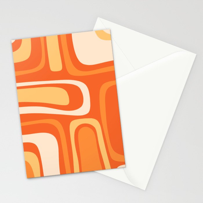 Palm Springs Mid Century Modern Abstract Pattern in Bright Orange Tangerine Tones Stationery Card Gallery Image 2