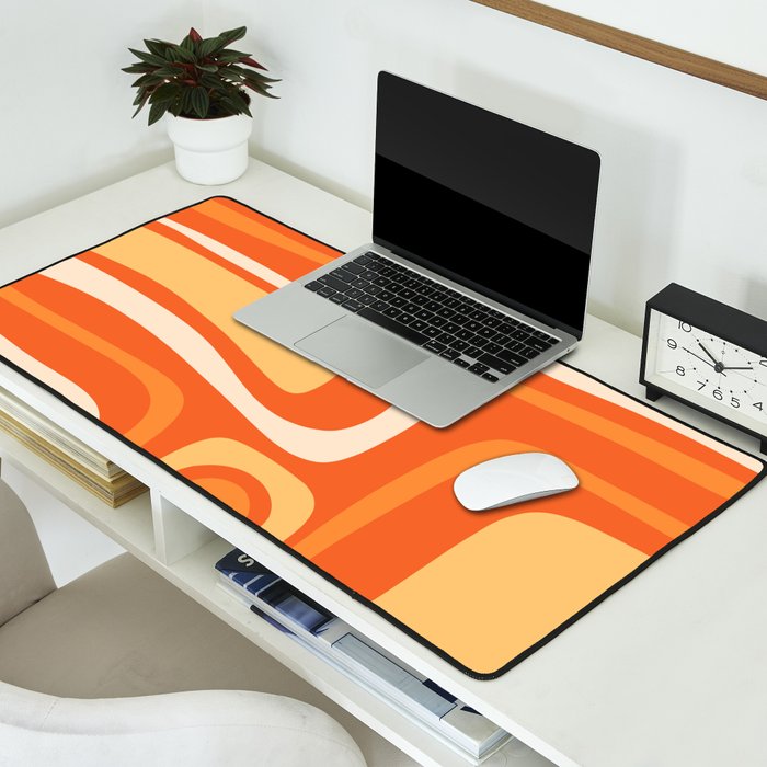 Palm Springs Mid Century Modern Abstract Pattern in Bright Orange Tangerine Tones Desk Mat Gallery Image 2