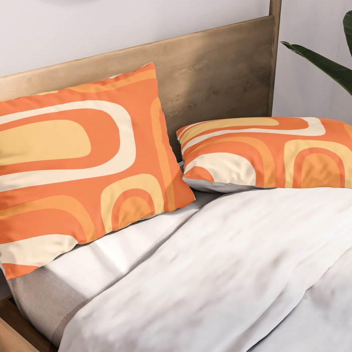 Palm Springs Mid Century Modern Abstract Pattern in Bright Orange Tangerine Tones Pillow Sham Gallery Image 2