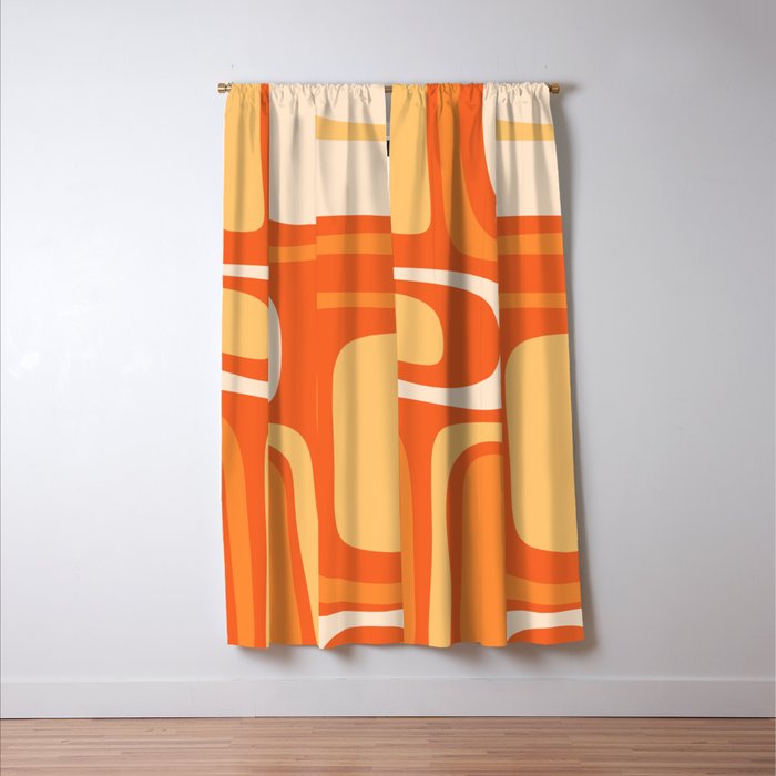 Palm Springs Mid Century Modern Abstract Pattern in Bright Orange Tangerine Tones Window Curtain Gallery Image 3