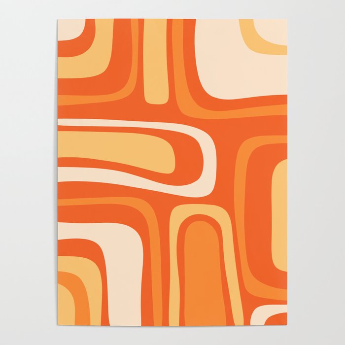 Palm Springs Mid Century Modern Abstract Pattern in Bright Orange Tangerine Tones Poster Gallery Image 4