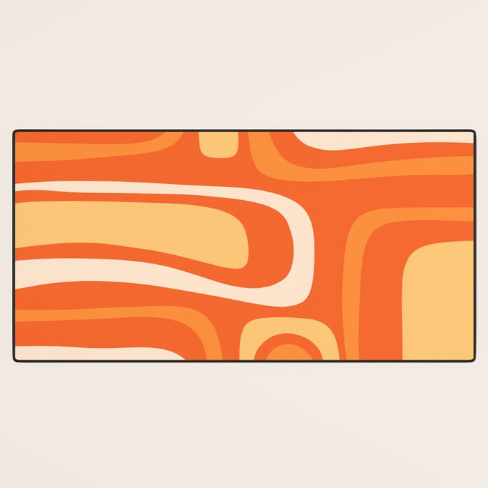 Palm Springs Mid Century Modern Abstract Pattern in Bright Orange Tangerine Tones Desk Mat Gallery Image 3