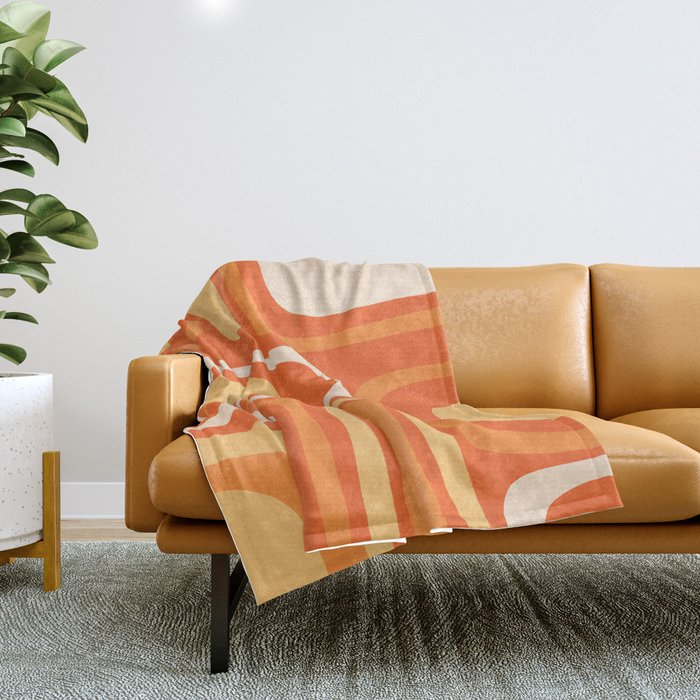 Palm Springs Mid Century Modern Abstract Pattern in Bright Orange Tangerine Tones Throw Blanket Gallery Image 1