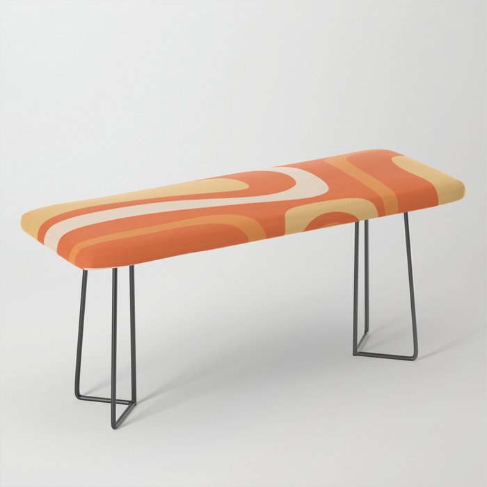 Palm Springs Mid Century Modern Abstract Pattern in Bright Orange Tangerine Tones Bench Gallery Image 1