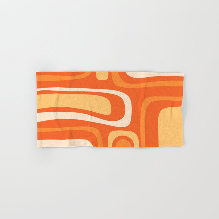 Palm Springs Mid Century Modern Abstract Pattern in Bright Orange Tangerine Tones Bath Towel Gallery Image 1