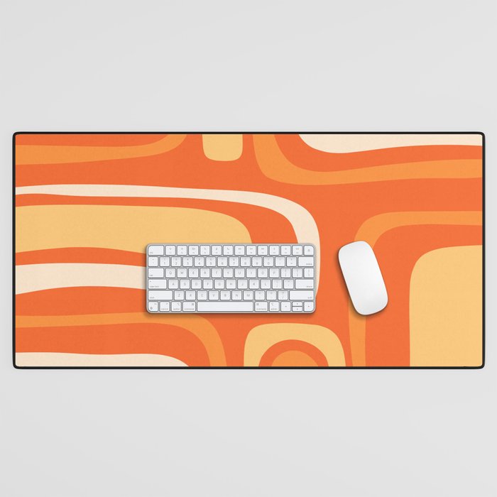 Palm Springs Mid Century Modern Abstract Pattern in Bright Orange Tangerine Tones Desk Mat Gallery Image 1