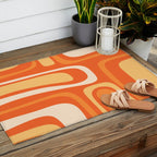Palm Springs Mid Century Modern Abstract Pattern in Bright Orange Tangerine Tones Outdoor Rug Gallery Image 2