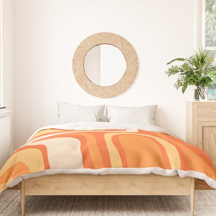 Palm Springs Mid Century Modern Abstract Pattern in Bright Orange Tangerine Tones Duvet Cover Gallery Image 3