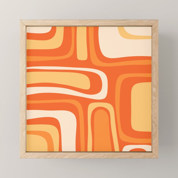 Palm Springs Mid Century Modern Abstract Pattern in Bright Orange Tangerine Tones Mini Art Print Gallery Image 1