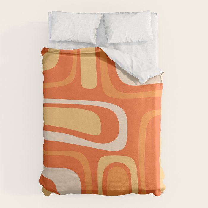 Palm Springs Mid Century Modern Abstract Pattern in Bright Orange Tangerine Tones Duvet Cover Gallery Image 1