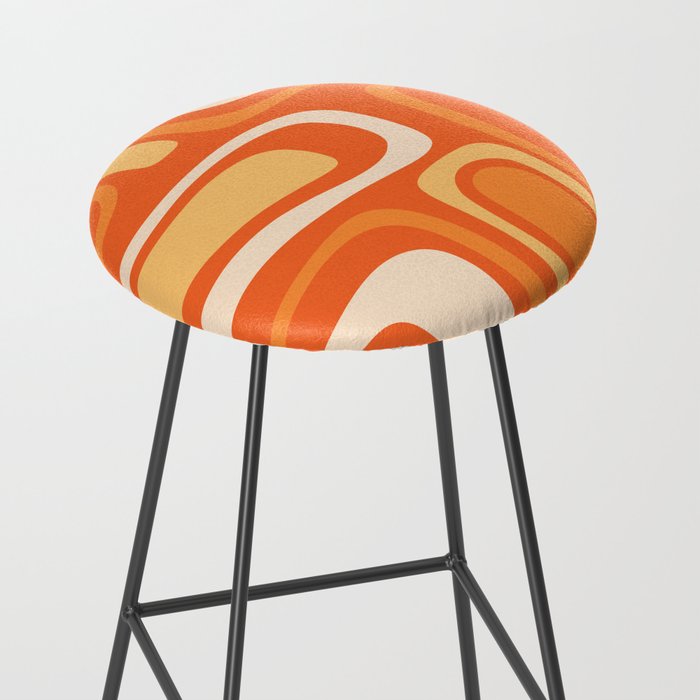Palm Springs Mid Century Modern Abstract Pattern in Bright Orange Tangerine Tones Stool Gallery Image 2