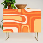 Palm Springs Mid Century Modern Abstract Pattern in Bright Orange Tangerine Tones Credenza Gallery Image 1