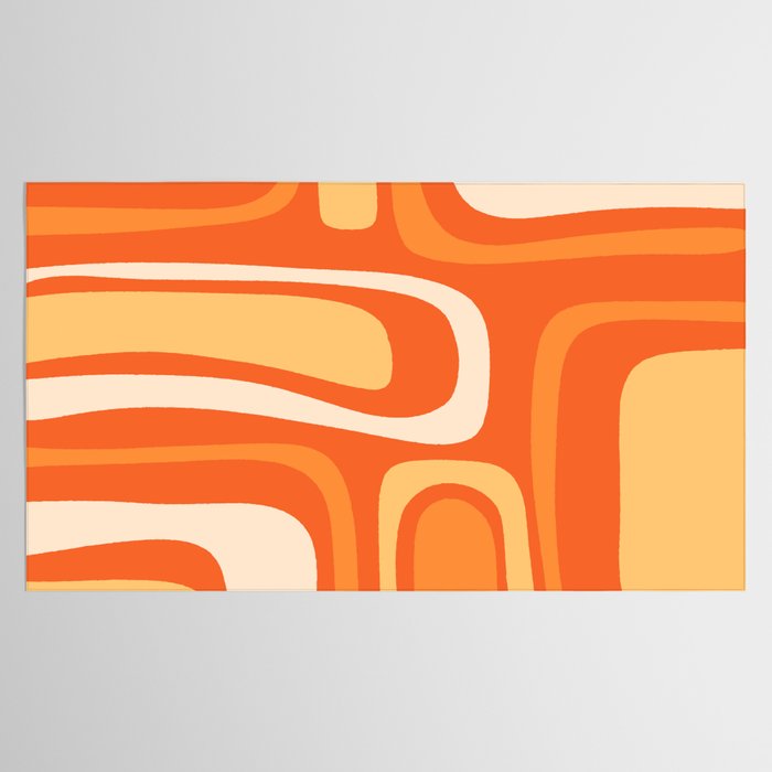 Palm Springs Mid Century Modern Abstract Pattern in Bright Orange Tangerine Tones Tablecloth Gallery Image 2