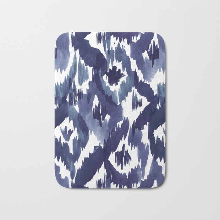 Indigo Blue Ikat Bath Mat Gallery Image 1