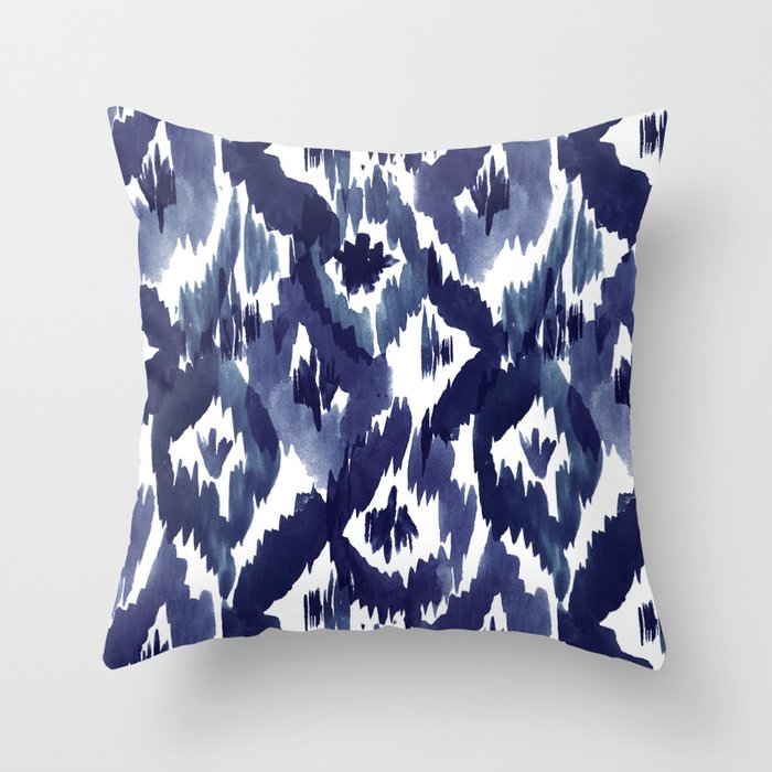 Indigo Blue Ikat Throw Pillow Gallery Image 6