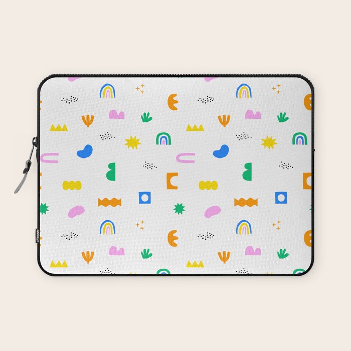 Fun colorful abstract summer shape pattern Laptop Sleeve Gallery Image 1