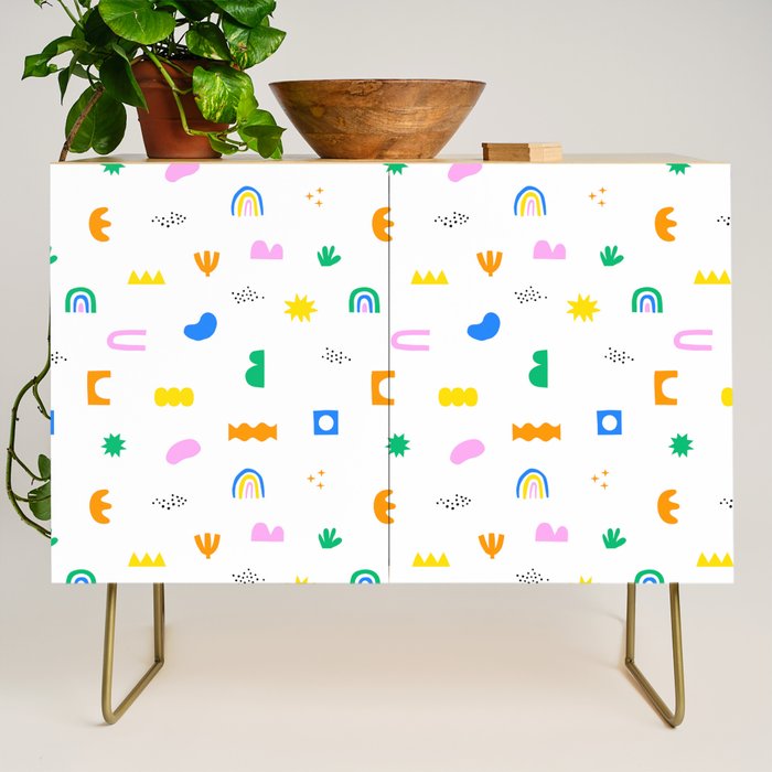 Fun colorful abstract summer shape pattern Credenza Gallery Image 1