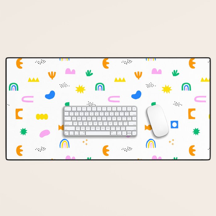 Fun colorful abstract summer shape pattern Desk Mat Gallery Image 1