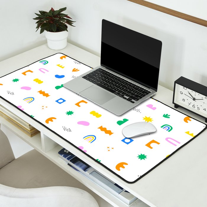 Fun colorful abstract summer shape pattern Desk Mat Gallery Image 2