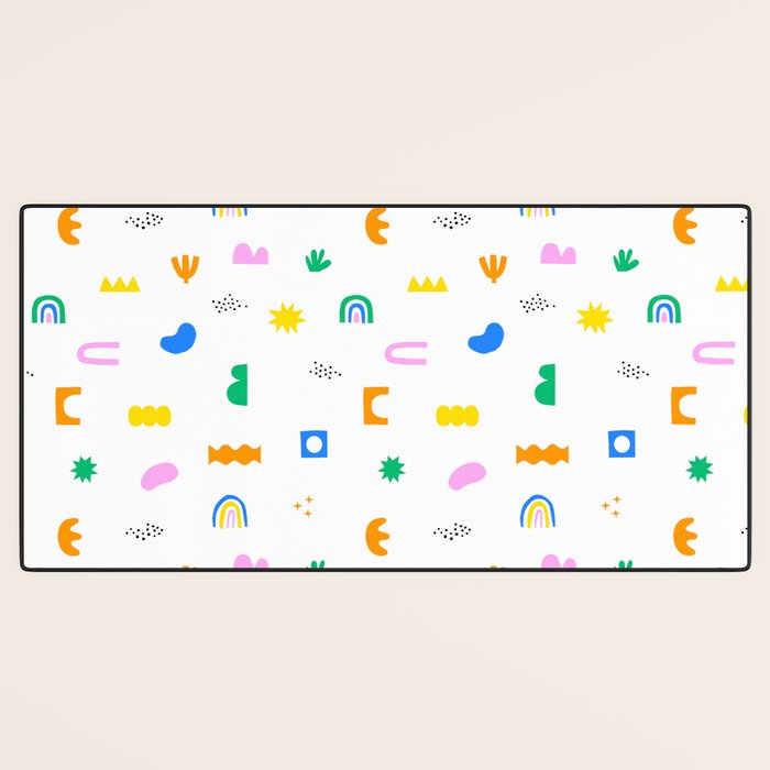 Fun colorful abstract summer shape pattern Desk Mat Gallery Image 3
