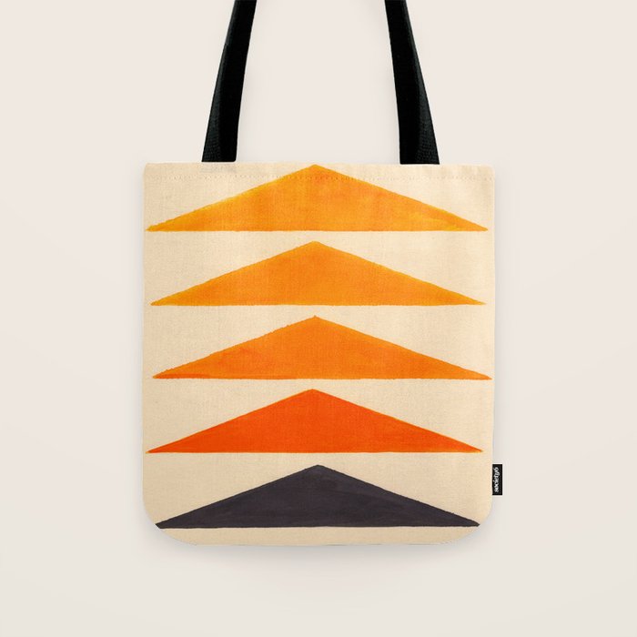 Vintage Scandinavian Orange Geometric Triangle Pattern Tote Bag Gallery Image 1