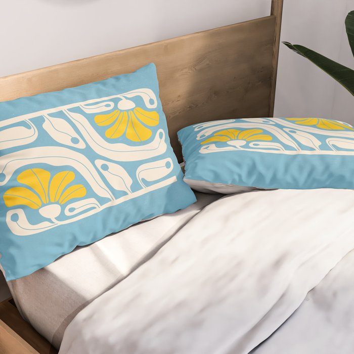 Iceberg & Golden Poppy: Les Fleurs | Flower Market Color Series 03 Pillow Sham Gallery Image 2