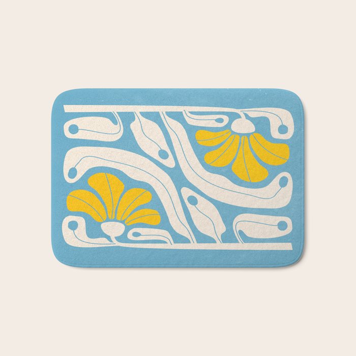 Iceberg & Golden Poppy: Les Fleurs | Flower Market Color Series 03 Bath Mat Gallery Image 1