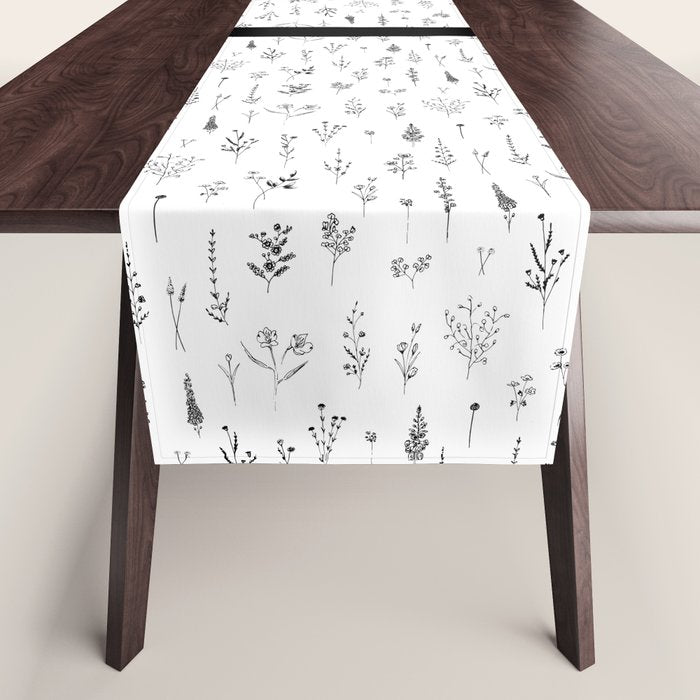 White Wildflowers Pattern Table Runner Gallery Image 1