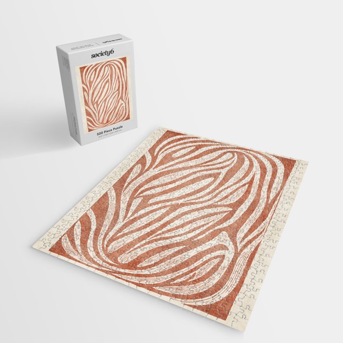 Terracotta Abstract Leaves Modern Design Jigsaw Puzzle Gallery Image 2