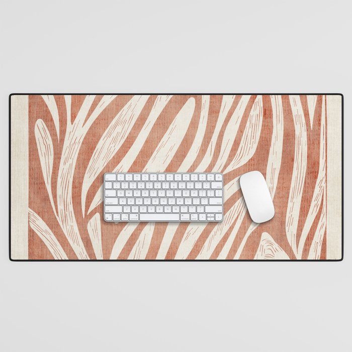 Terracotta Abstract Leaves Modern Design Desk Mat Gallery Image 1