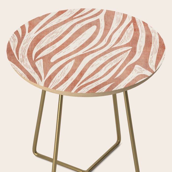 Terracotta Abstract Leaves Modern Design Side Table Gallery Image 2