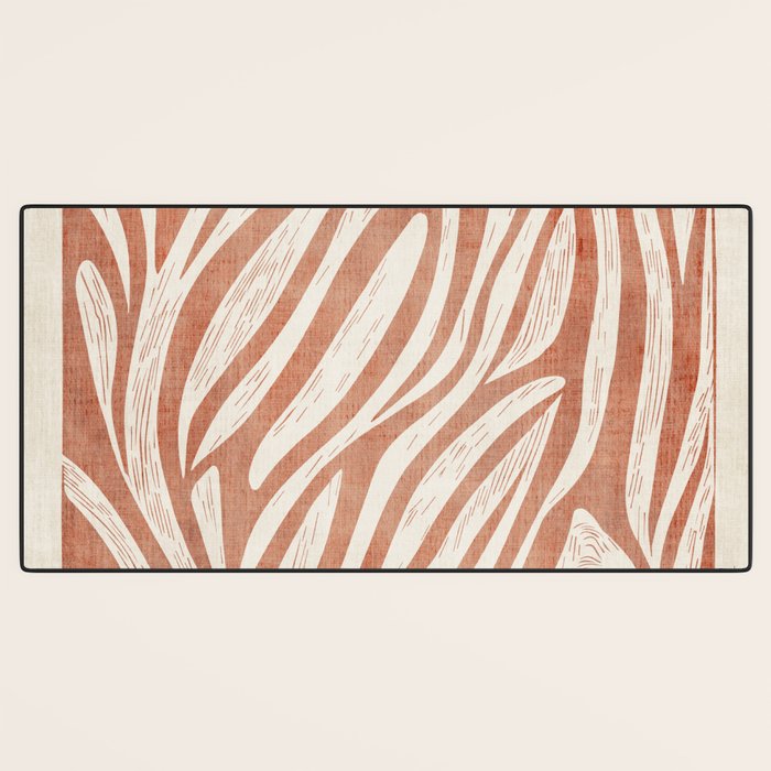 Terracotta Abstract Leaves Modern Design Desk Mat Gallery Image 3
