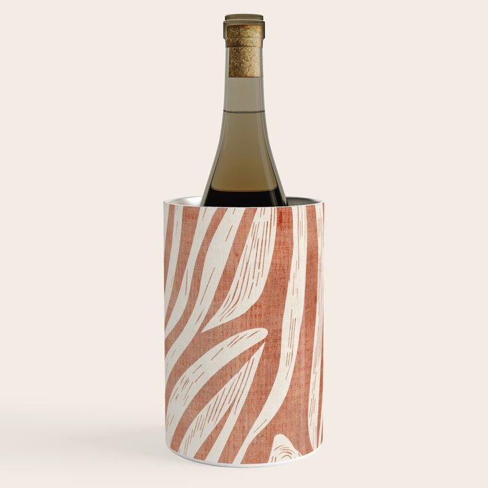Terracotta Abstract Leaves Modern Design Wine Chiller Gallery Image 3