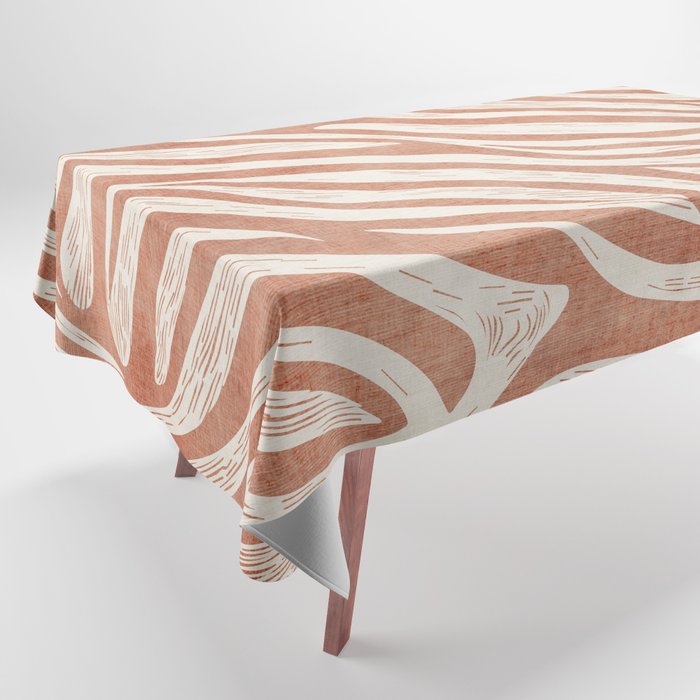 Terracotta Abstract Leaves Modern Design Tablecloth Gallery Image 1