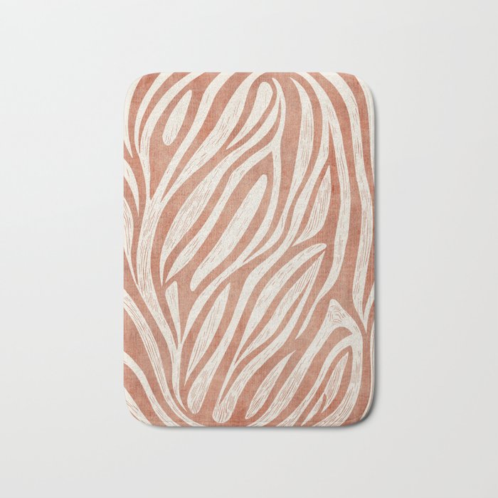 Terracotta Abstract Leaves Modern Design Bath Mat Gallery Image 1