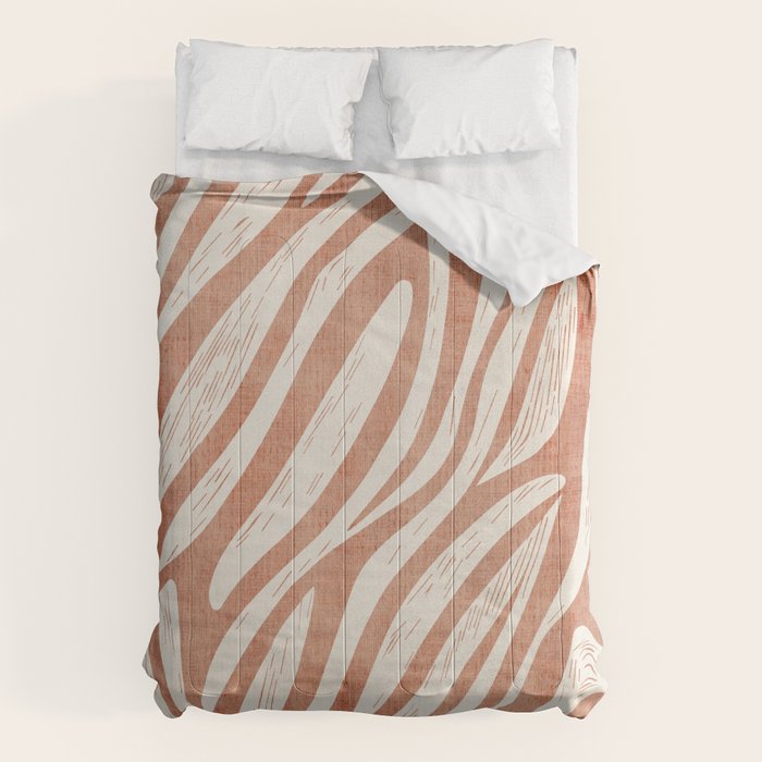 Terracotta Abstract Leaves Modern Design Comforter Gallery Image 1