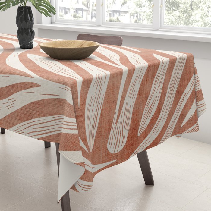 Terracotta Abstract Leaves Modern Design Tablecloth Gallery Image 3