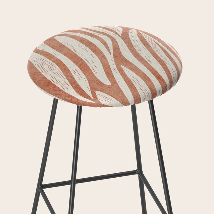 Terracotta Abstract Leaves Modern Design Stool Gallery Image 2