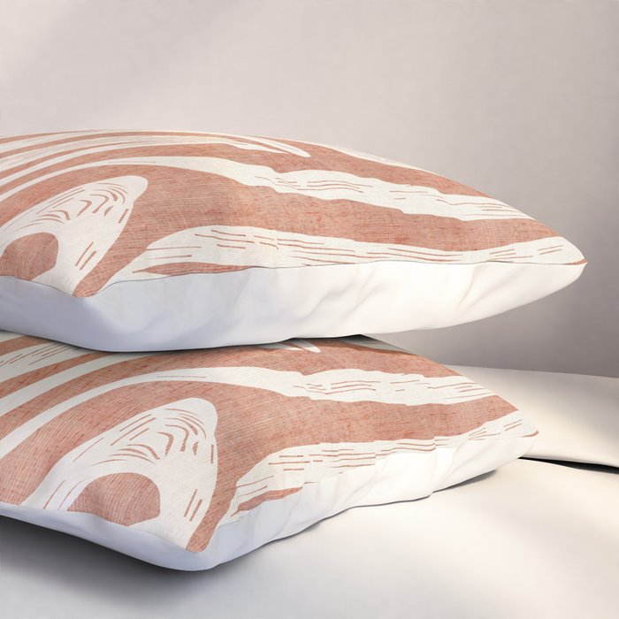 Terracotta Abstract Leaves Modern Design Pillow Sham Gallery Image 3