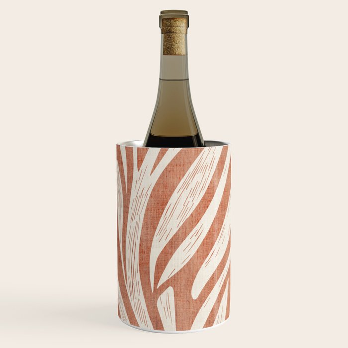 Terracotta Abstract Leaves Modern Design Wine Chiller Gallery Image 2