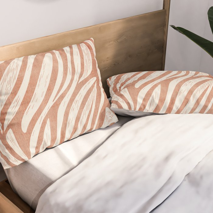 Terracotta Abstract Leaves Modern Design Pillow Sham Gallery Image 2