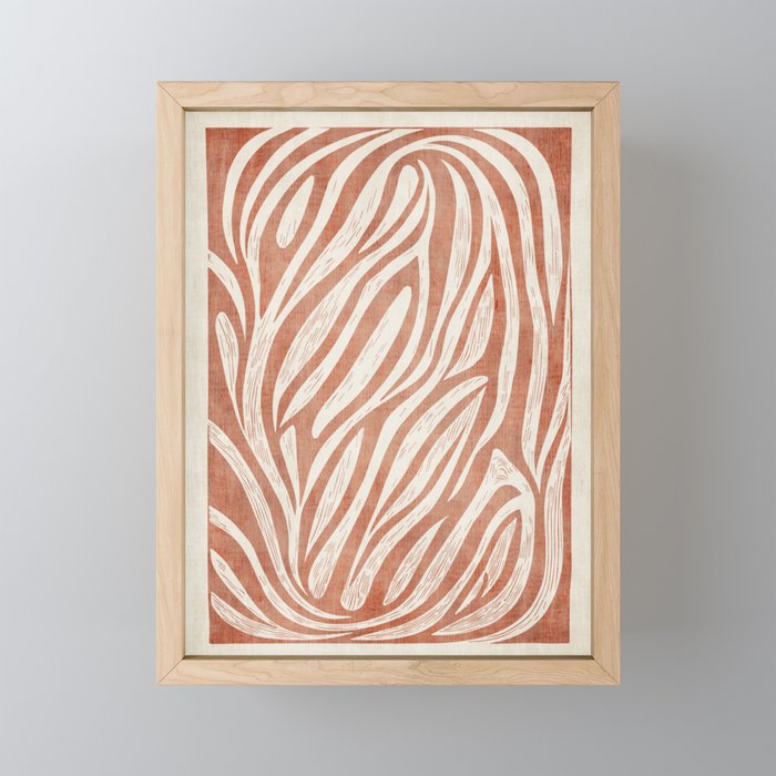 Terracotta Abstract Leaves Modern Design Mini Art Print Gallery Image 1