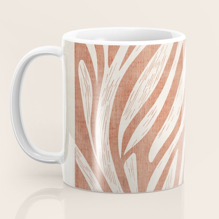 Terracotta Abstract Leaves Modern Design Coffee Mug Gallery Image 3