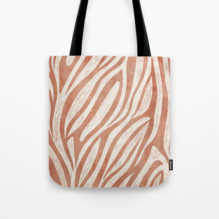 Terracotta Abstract Leaves Modern Design Tote Bag Gallery Image 1