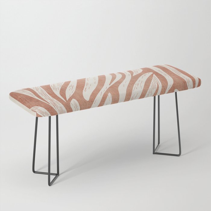 Terracotta Abstract Leaves Modern Design Bench Gallery Image 1