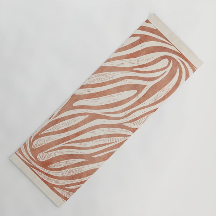 Terracotta Abstract Leaves Modern Design Yoga Mat Gallery Image 1