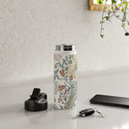 William Morris Enchanted Golden Lily Cream Blue Floral Water Bottle Gallery Image 4